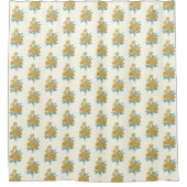  Floral Pattern Autumn Mustard Yellow Douchegordijn (Voorkant)