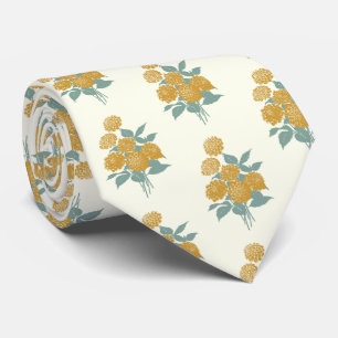  Floral Pattern Autumn Mustard Yellow Stropdas