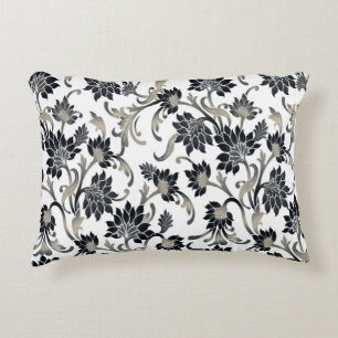 Floral Pattern Black+Tan Accent Kussen