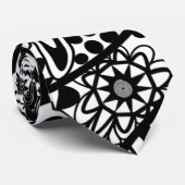 Floral Pattern Black White Stropdas (Opgerold)