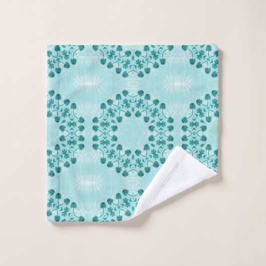 Floral Pattern, Blauwgroen blauw Bad Handdoek (Wasdoekje)