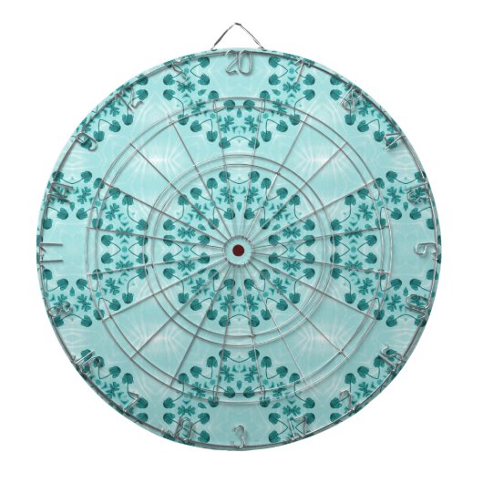 Floral Pattern, Blauwgroen blauw Dartbord (Voorkant)