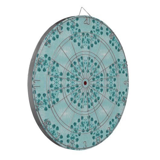 Floral Pattern, Blauwgroen blauw Dartbord (Voorkant Links)