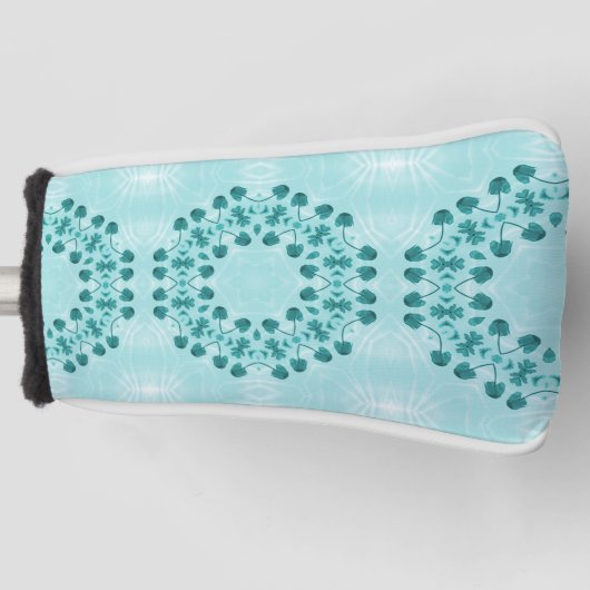 Floral Pattern, Blauwgroen blauw Golfheadcover (Voorkant)