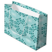 Floral Pattern, Blauwgroen blauw Groot Cadeauzakje (Voorkant Gekanteld)