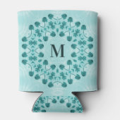 Floral Pattern, Blauwgroen blauw Initiaal Blikjeskoeler (Achterkant)