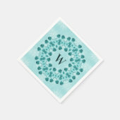 Floral Pattern, Blauwgroen blauw Initiaal Servet (Hoek)