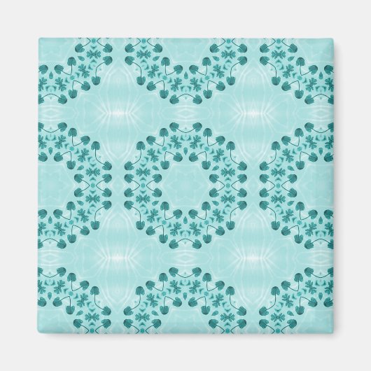 Floral Pattern, Blauwgroen blauw Magneet (Voorkant)