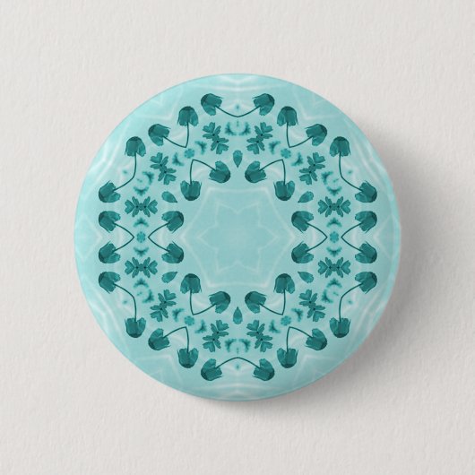 Floral Pattern, Blauwgroen blauw Ronde Button 5,7 Cm (Voorkant)