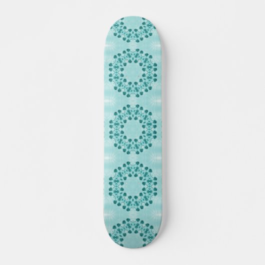 Floral Pattern, Blauwgroen blauw Skateboard (Voorkant)
