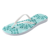 Floral Pattern, Blauwgroen blauw Teenslippers (Schuin)