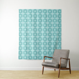 Floral Pattern, Blauwgroen blauw Wandkleed