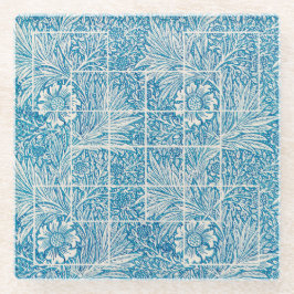 Floral Pattern Blue and White Glazen Onderzetter