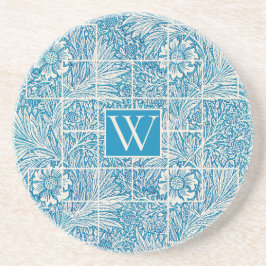 Floral Pattern Blue en White Zandsteen Onderzetter