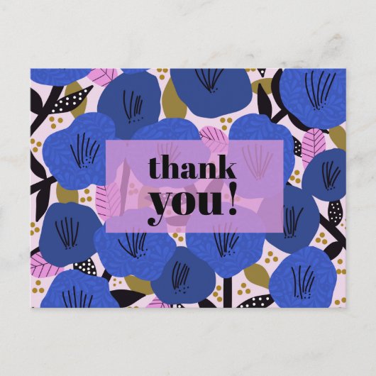 Floral Pattern Blue Hartelijk dank Briefkaart (Voorkant)
