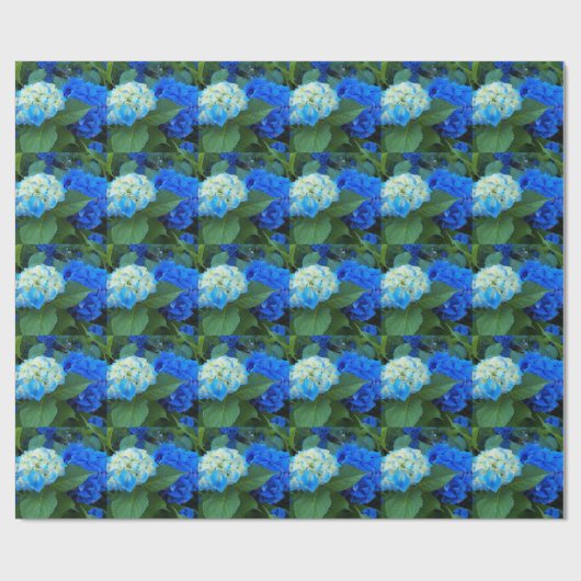 Floral Pattern Blue Hydrangea Cadeaupapier (Vlak)