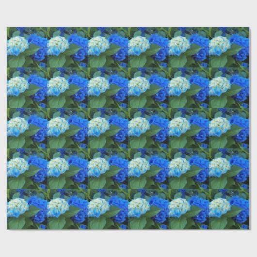 Floral Pattern Blue Hydrangea Cadeaupapier (Vlak)
