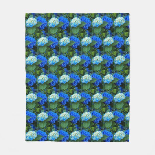 Floral Pattern Blue Hydrangea Fleece Deken (Voorkant)