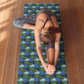 Floral Pattern Blue Hydrangea Yogamat