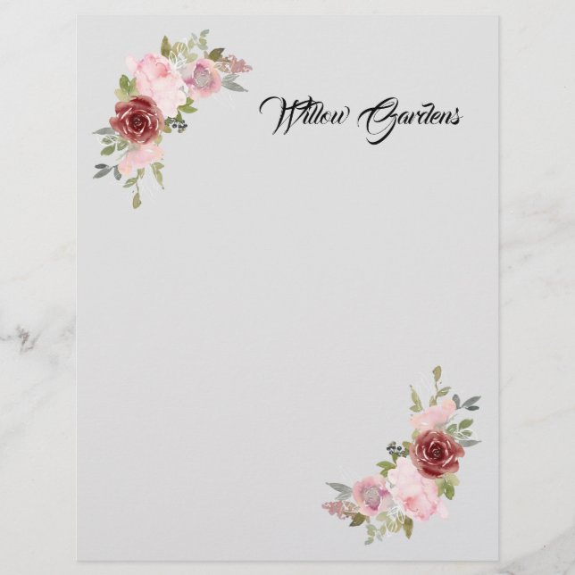 Floral Pattern Business Letterhead Briefhoofd (Voorkant)