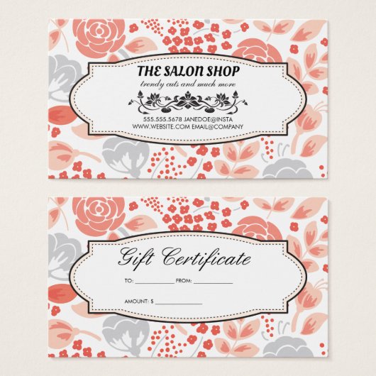 Floral Pattern-cadeaubon Visitekaartje (Voorkant /achterkant)