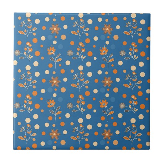 Floral Pattern Ceramic Tile Tegeltje (Voorkant)
