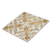 Floral Pattern Ceramic White Gold Tegeltje (Zijkant)