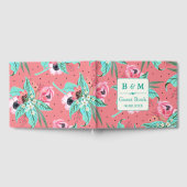 Floral Pattern - Coral Pink Personalized Guestbook Gastenboek (Volledig)