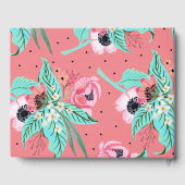 Floral Pattern - Coral Pink Personalized Guestbook Gastenboek (Achterkant)
