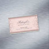 Floral Pattern Damask Elegant Modern Classy Retro Magnetisch Visitekaartje (Voorbeeld)