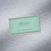 Floral Pattern Damask Elegant Modern Classy Retro Visitekaartje Magneet (Voorbeeld)