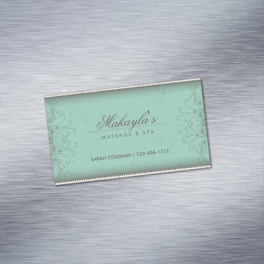 Floral Pattern Damask Elegant Modern Classy Retro Visitekaartje Magneet (Voorbeeld)