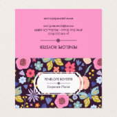 Floral Pattern Dark Plum & Mauve Business Card Visitekaartjes (Buitenkant ongevouwen)