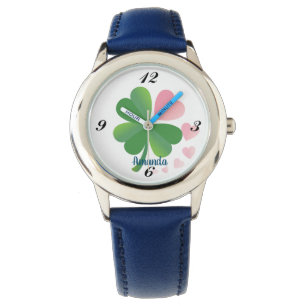 "Floral Pattern" Design Custom eWatch Blauw Horloge