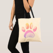 Floral Pattern Dog Paw Print Tote Bag (Voorkant (product))