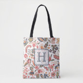  Floral Pattern Elegant Monogrammed Draagtas (Voorkant)
