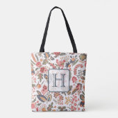  Floral Pattern Elegant Monogrammed Draagtas (Achterkant)