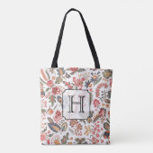 Floral Pattern Elegant Monogrammed Draagtas (Achterkant)