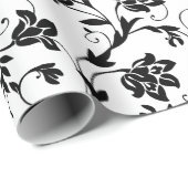 Floral Pattern | Elegant zwart-wit | Aangepast Cadeaupapier (Rol Hoek)