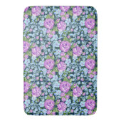 Floral Pattern Flowers in Full Bloom Blue Paars Badmat (Voorkant Verticaal)