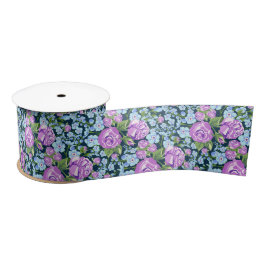 Floral Pattern Flowers in Full Bloom Blue Paars Lint