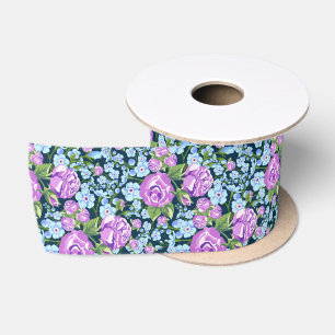 Floral Pattern Flowers in Full Bloom Blue Paars Lint