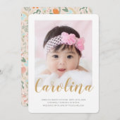 Floral Pattern Foto Birth Aankondiging (Voorkant / Achterkant)