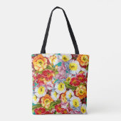 Floral Pattern Girly Blauwgroen Primrose Draagtas (Achterkant)