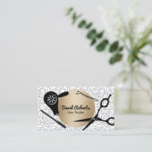 Floral Pattern Gold Circle Hair Stylist Visitekaartje (Staand voorkant)