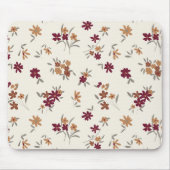Floral Pattern Gold Grey Maroon Ditsy Muismat (Voorkant)