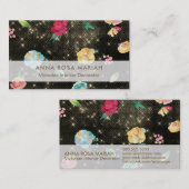 *~* Floral Pattern Gold Sequin Glitter Visitekaartje (Voorkant / Achterkant)