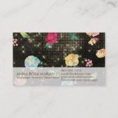 *~* Floral Pattern Gold Sequin Glitter Visitekaartje (Achterkant)