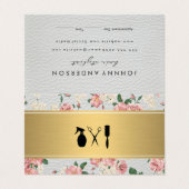 Floral Pattern Golden Bar Leather Appointment Visitekaartjes (Buitenkant ongevouwen)