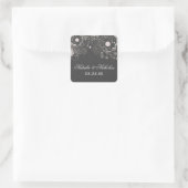 Floral Pattern Grey/White - Square Sticker (Tas)